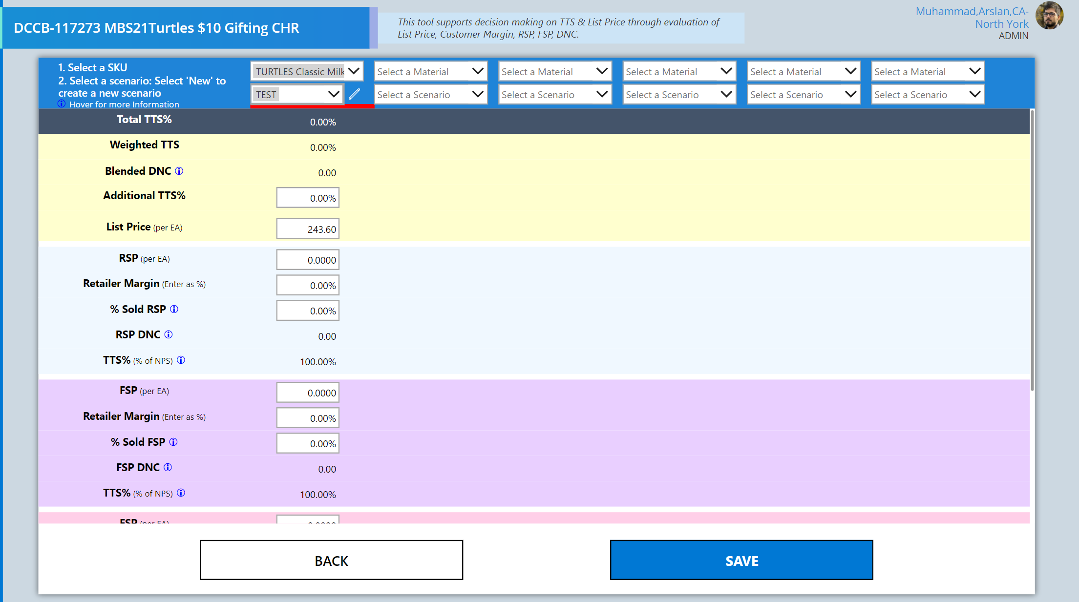 Cost scenario planning for various ice cream flavors